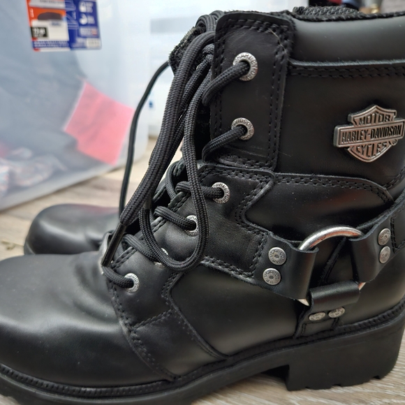 Harley-Davidson Black Lace Up Boots - Picture 1 of 6